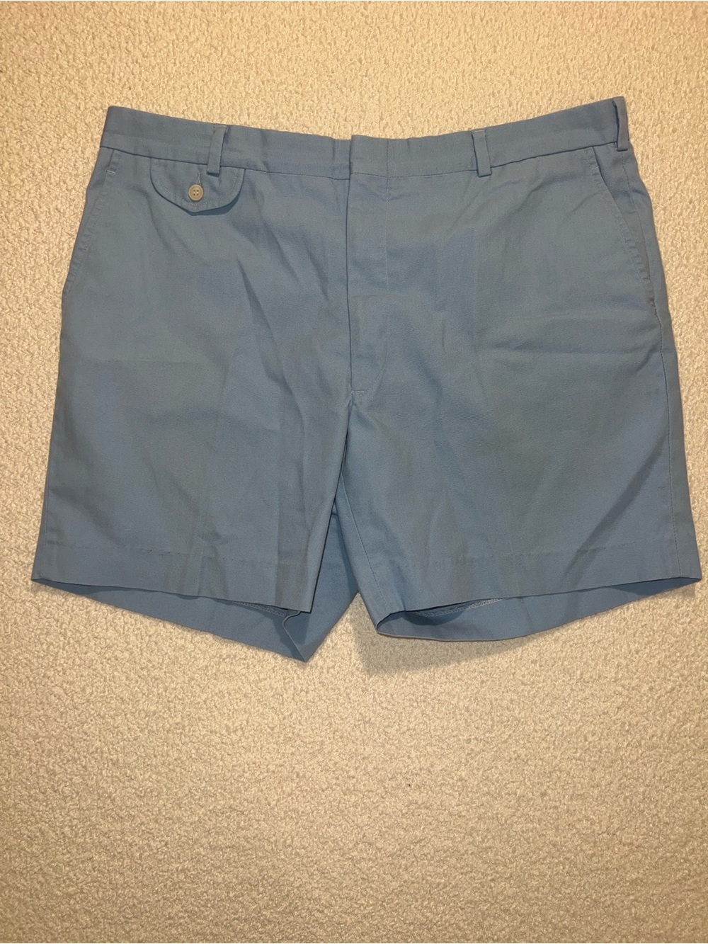 Retro Light Blue Flat-Front Men’s Shorts Size 38 Tailored Summer Style